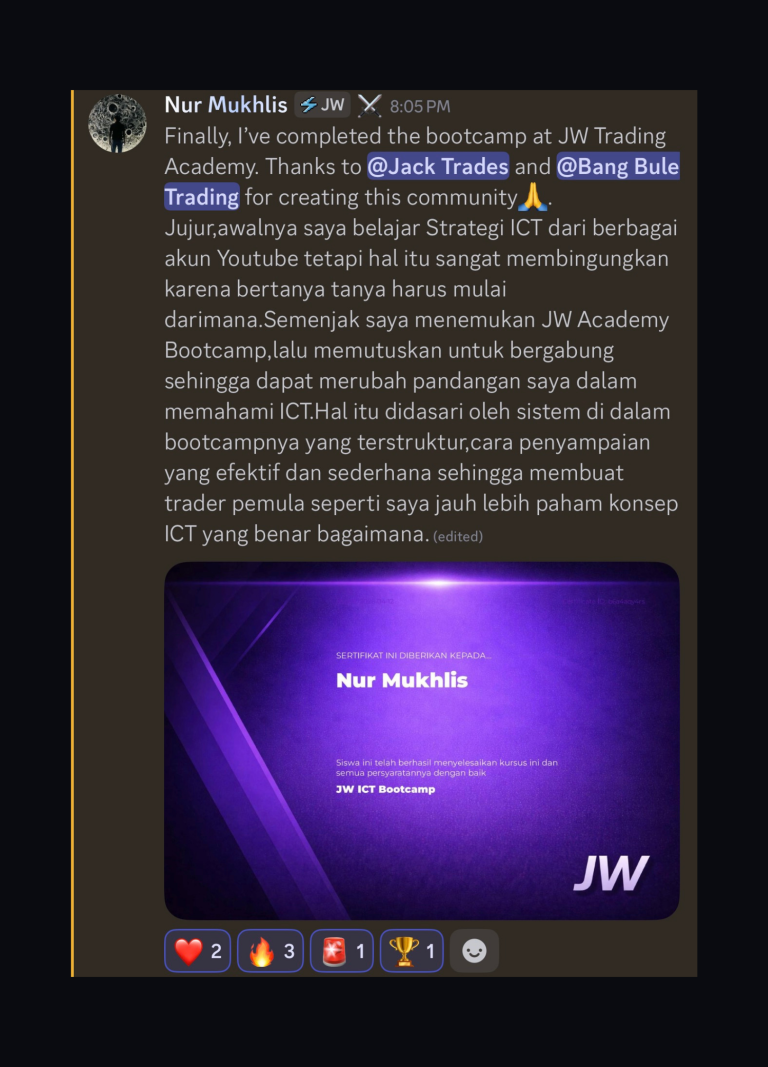 Testimoni trader member JW Trading Academy